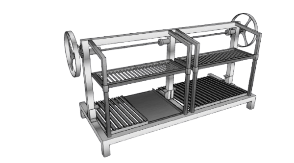 Detailansicht der hochwertigen Edelstahlkonstruktion des Asado Elevato Grills.