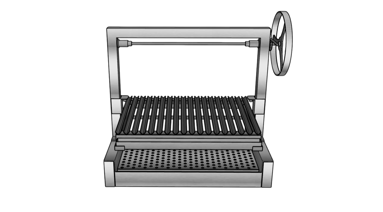 Standard Asado Grill Dual-Coal System aus Edelstahl – Argentinischer Holzkohlegrill mit höhenverstellbarem Rost