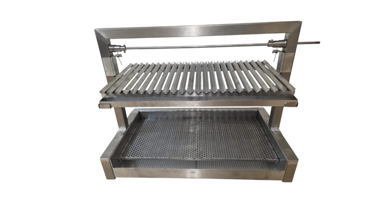 Seitliche Kurbel zur präzisen Hitzeregulierung beim Edelstahl Asado Grill