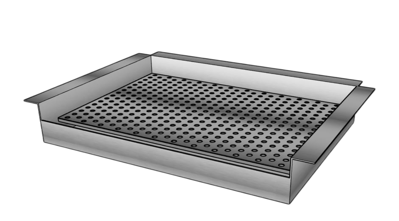 Dual-Coal System mit perforierter Kohleplatte und Auffangwanne im Asado Grill