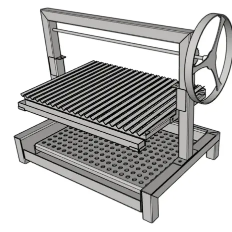 Standard Asado Grill Dual-Coal System Edelstahl Argentinischer Holzkohlegrill